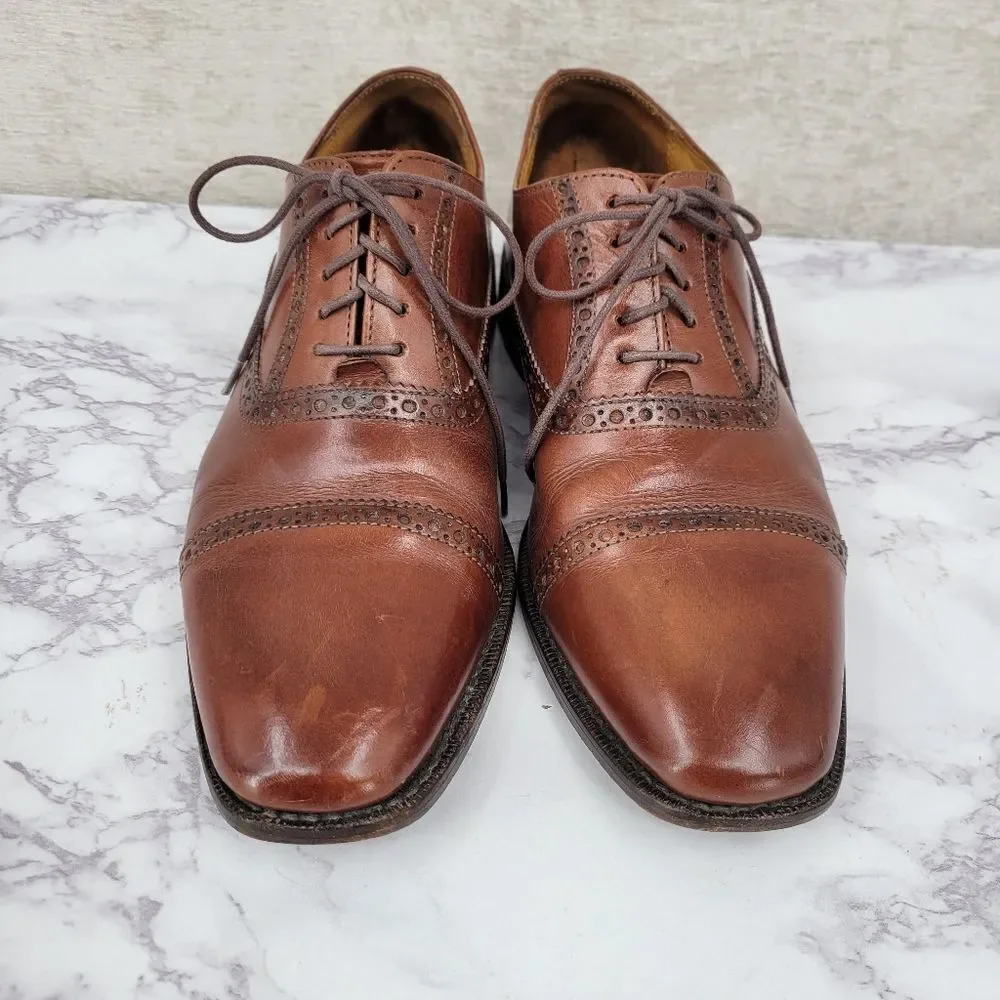 Cole Haan Nike Air Classic Brown Leather Men's Dress Shoes Brogue Cap Toe
